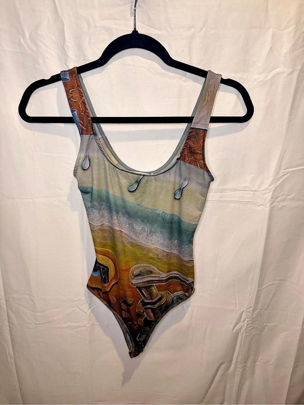 Zara x Larissa de Jesús Negrón Print Bodysuit One-Piece Swimsuit Green & Brown